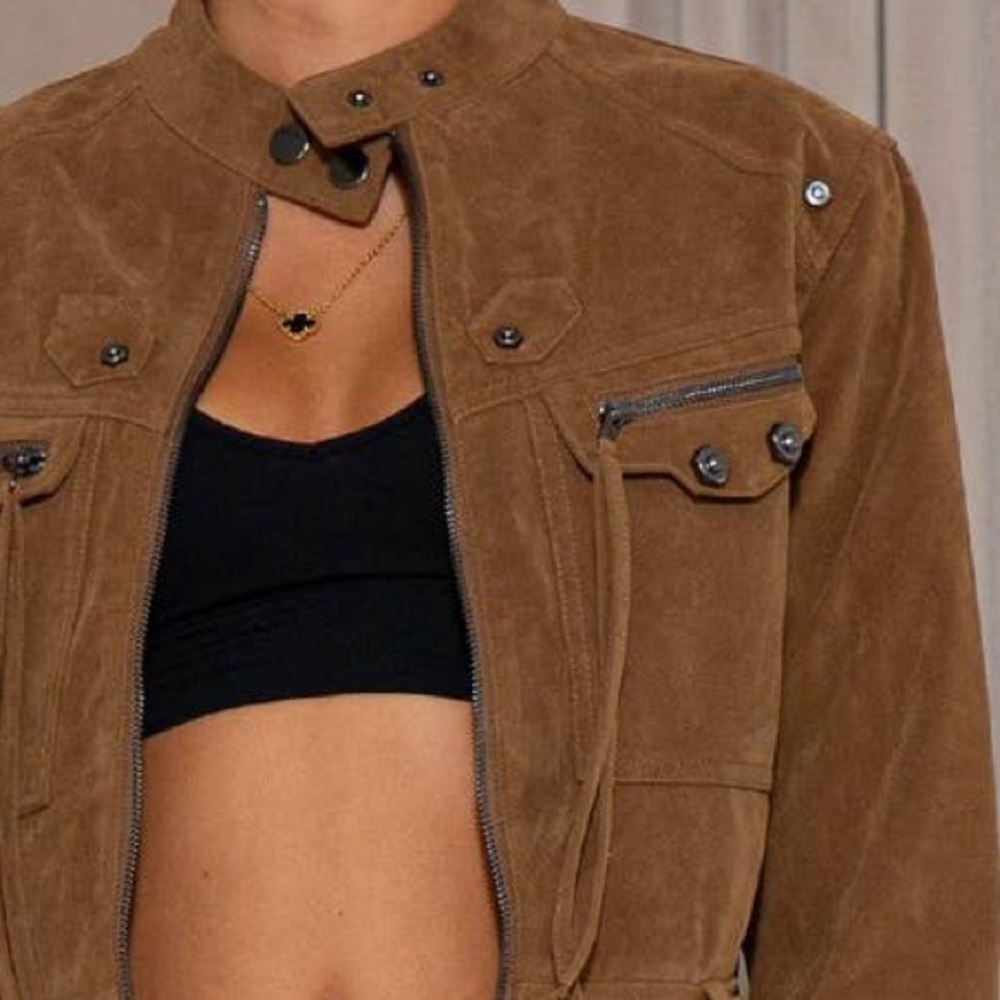 Rehab Lab - Suede Wheat Utility Jacket – Size Large NWT
